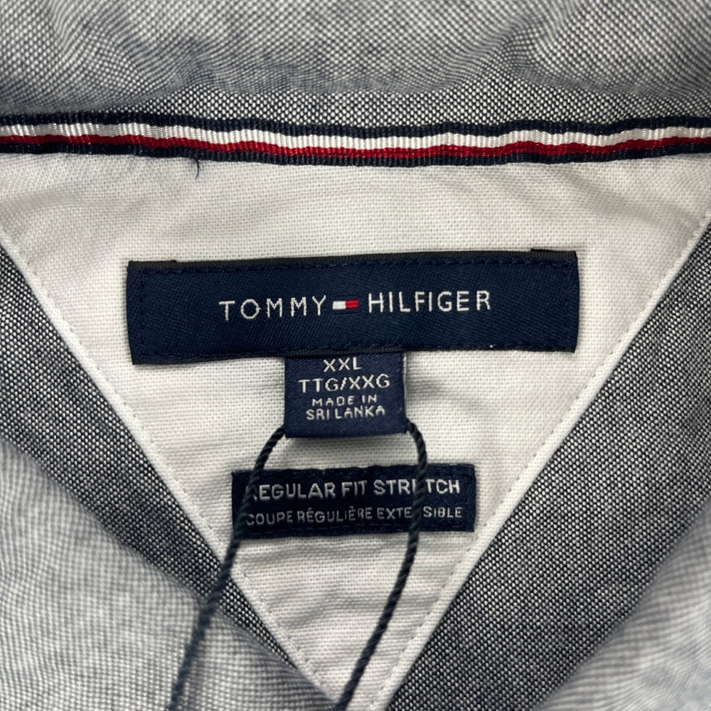 Tommy Hilfiger Mens XXL Grey Short Sleeve Button Down Regular Fit Stretch Shirt - Picture 3 of 7